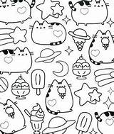 Coloring Pusheen Pages Cat Kawaii sketch template