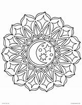 Celestial Moon Mandala sketch template