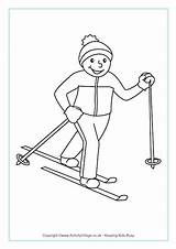 Colouring Skiing Cross Country Coloring Pages Ski Winter Jet Olympic Olympics Crafts Activity Activityvillage Kids Sports Printable Craft Kindergarten Color sketch template