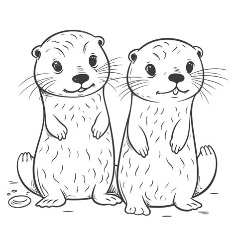 otter coloring pages vector illustration outline sketch drawing