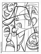 Picasso Misterio Cubist Faces sketch template