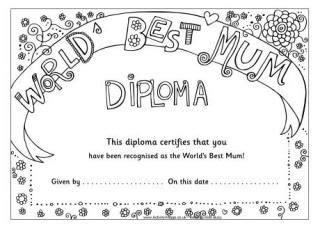 worlds  mum diploma sunday school crafts  kids mothers day