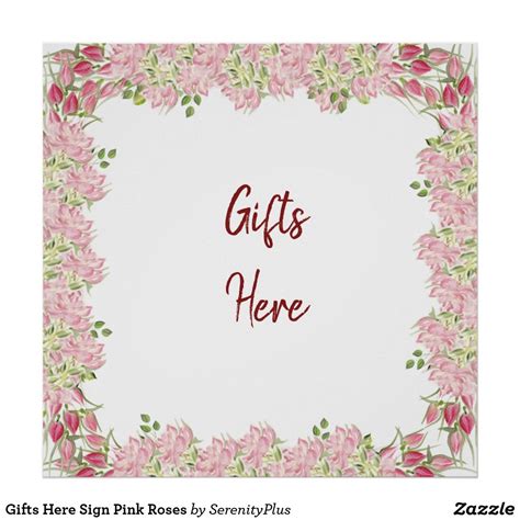 gifts  sign pink roses hand painted flowers poster prints sign