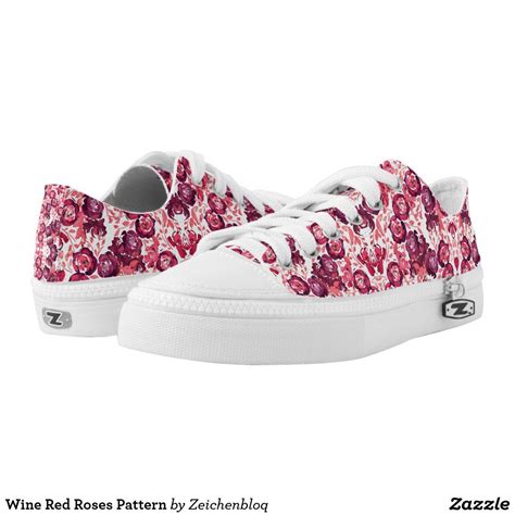 wine red roses pattern  top sneakers zazzlecom top sneakers shoe print left shoe