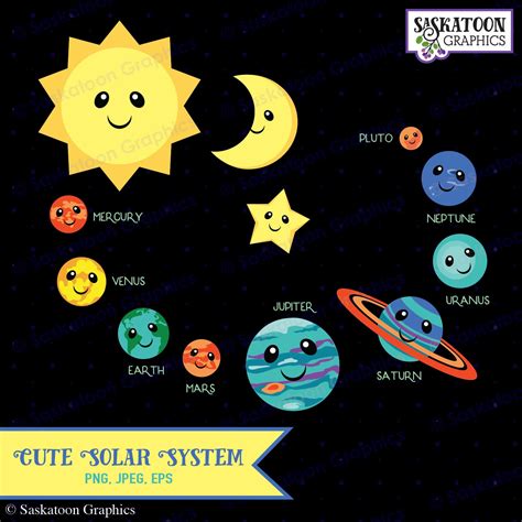 solar system planets clipart instant  file digital