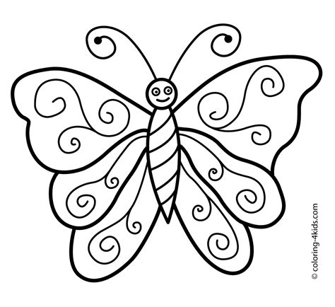 pic  butterfly simple  black  white  colouring