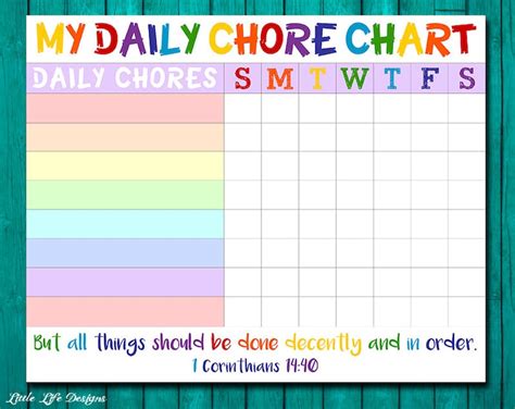 chore chart  kids chore chart printable chore list kids etsy