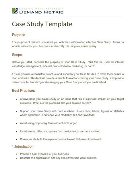 case study format template business