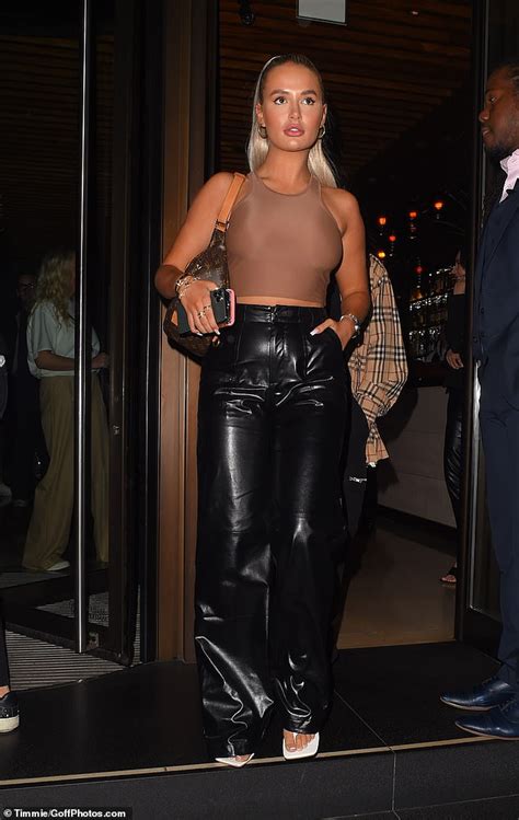 molly mae hague wows in leather trousers and a tight tank
