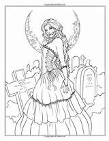 Coloring Pages Gothic Adult Dark Print Halloween Fantasy Grayscale Book Magic Printable Amazon Night Witch Goth Border Vector Colouring Getdrawings sketch template
