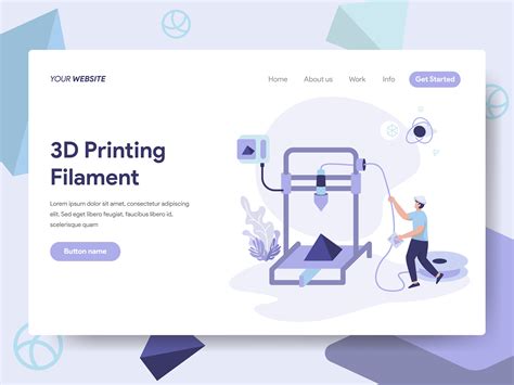landing page template   printing filament illustration concept