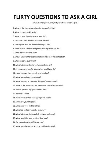 flirty questions    girl   list        questions