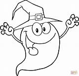 Halloween Ghost Coloring Pages Cute Smiling Printable Drawing Witch Outline Hat Tattoo High Scary Cartoon Getdrawings Template Tattooimages Biz Supercoloring sketch template