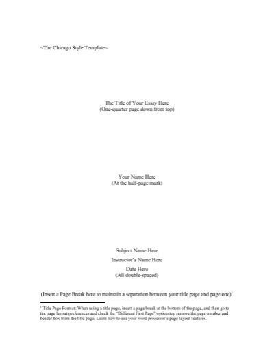 chicago style template  title   essay