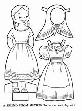 Paper Doll Dolls Vintage Clothing Coloring Pages Printable Choose Board Traditional Cultural Sheets Dance sketch template