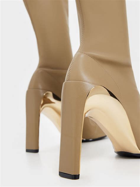 Taupe Devon Metallic Blade Heel Ankle Boots Charles And Keith Mx