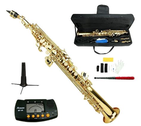 b flat gold soprano saxophone with case soprano saxophone stand metro tuner