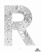 Coloring Pages Letters Adult Letter Printable Floral Printablee Geometric Via Popular sketch template