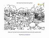 Farm Coloring Animal Sheet Activity Feeding Kids Printable Children Chickens sketch template