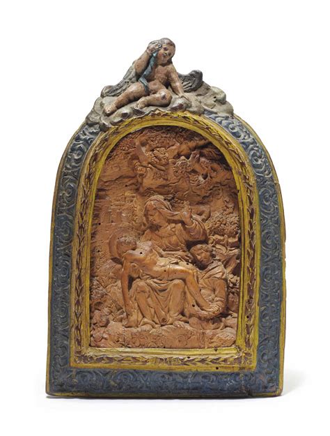 bas relief en tilleul representant une vierge de pitie  saint jean italie fin du xvieme ou