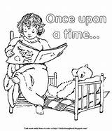 Coloring Time Upon Once Teddy Bear Girl Night Book Bedtime Stuffed Reads Animal Text Story Description Little Her sketch template