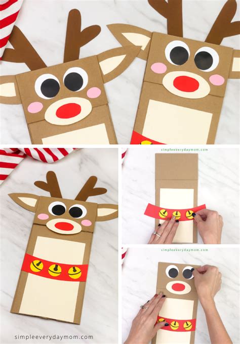 reindeer puppet craft  kids     brown paper bag