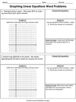 graphing linear equations word problems graphing linear equations