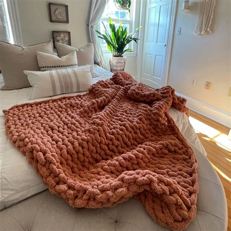 chunky knit throw blanket  large chenille etsy