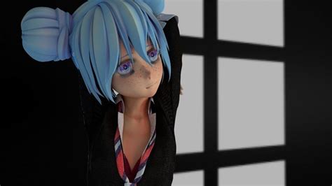 anime girl ninja 3d model rigged cgtrader