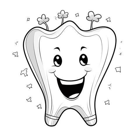 cute happy tooth coloring page  print  color