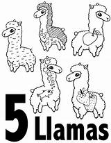 Coloring Number Justcolorr Llamas sketch template
