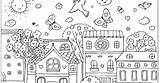 Street Coloring Spring sketch template
