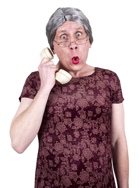 funny old mature senior woman talk gossip phone stock image image of