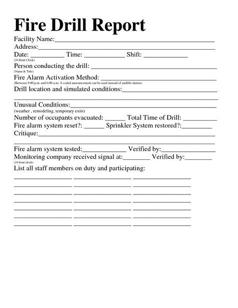 printable fire drill forms printable forms