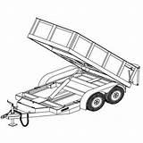 Trailer Clipart Dump Blueprints Trailers Hydraulic Four Draw Drawing Truck Tractor Box Parts Wheeler Step Semi Utility Cliparts Cargo Equipment sketch template