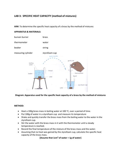 lab  specific heat capacity method