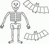 Skeleton Coloring Pages Halloween Kids Printable Drawing Easy Scary Print Color Bats Sketch Dessin Clipart Template Human Squelette Facile Skeletons sketch template