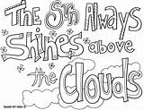 Coloring Pages Attitude Quotes Doodle Alley Adult Clouds Above Sun Quote Look Template Shines Always Gratitude Everything sketch template