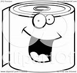 Toilet Paper Roll Clipart Cartoon Happy Coloring Smiling Thoman Cory Outlined Vector Clipartof sketch template