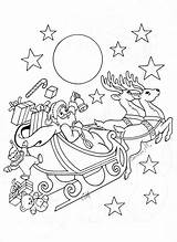 Christmas Coloring Pages Sleigh Santa Kids Drawing Paper sketch template