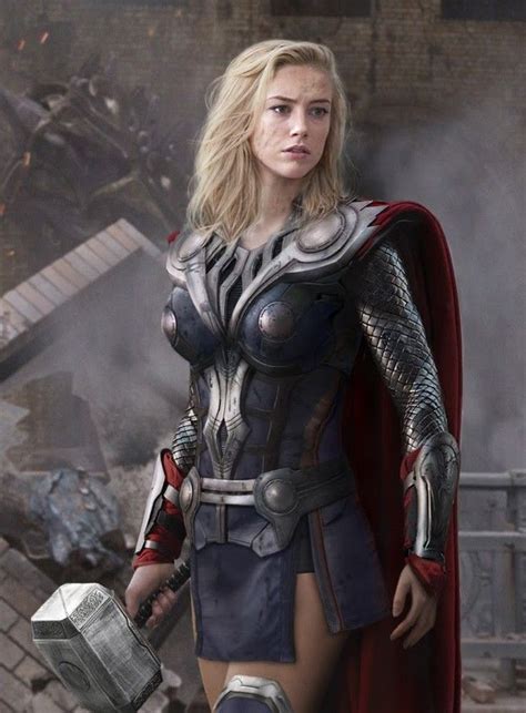 amber heard as thor or maybe valkyrie if you want to get nit picky comic book cartoon