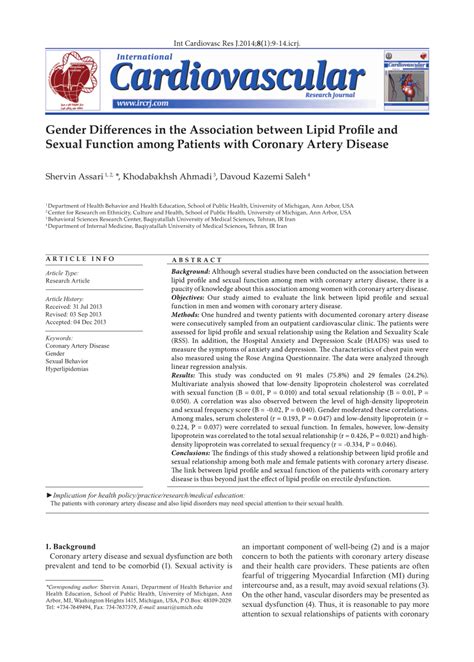 pdf gender differences in the association between lipid