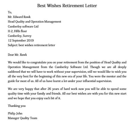 retirement letter sample  notify  employer