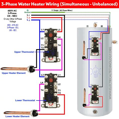 wire  phase simultaneous water heater thermostat