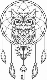 Owl Catcher Dreamcatcher Mandala sketch template