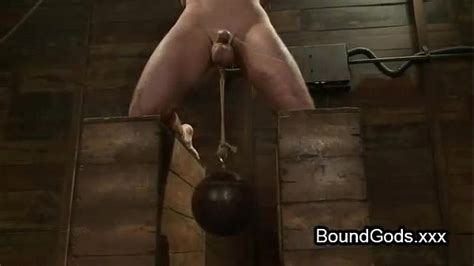 Tied Up Gay Had Hanged Weights On Balls