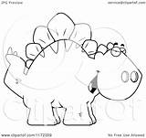 Sly Dinosaur Stegosaurus Clipart Cartoon Outlined Coloring Vector Thoman Cory Royalty sketch template