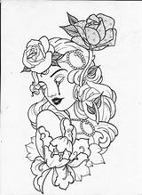 Colouring Rostos Stitchingart Psychobilly Tatouage sketch template