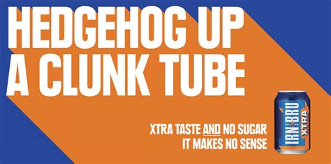 irn bru outdoor advert by the leith agency hedgehog up a clunk tube