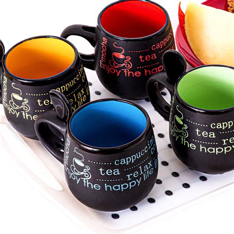 set   ceramic coffee latte cups mugs  spoons barrel design nitaar